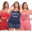 Kit3 Pijamas Baby Doll Alça Plus Size Em Malha Confortável